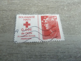 Croix-Rouge - Solidarité Haîti - Marianne De Beaujard - 0.44 € - Yt 4434 - Rouge - Oblitéré - Année 2010 - - Rode Kruis