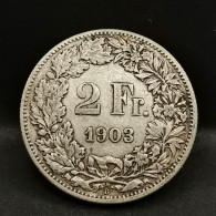 2 FRANCS SUISSE ARGENT 1903 B BERNE HELVETIA DEBOUT 300000 EX. / SWITZERLAND SILVER - 2 Franken