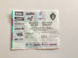 Ancien Ticket Football (1993) Belgique - Îles Féroé / België - Faroer Stade C. Vanden Stock Stadion - Tickets D'entrée