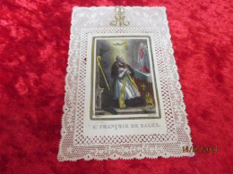 Holy Card Lace,kanten Prentje, Santino,Saint Francois D Sales, - Images Religieuses