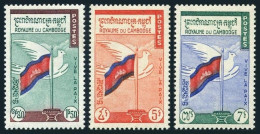 Cambodia 88-90, Lightly Hinged. Mi 112-114. Peace Propaganda 1960. Flag, Dove. - Cambogia