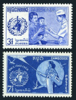 Cambodia 191-192, MNH. Michel 234-235. WHO-20,1968. Vaccination, Malaria Control - Kambodscha