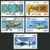 Cambodia 1312-1317,MNH.Michel 1388-1393,Bl.201. Take-Off Aircraft,Helicopters. - Cambodge