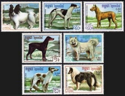 Cambodia 768-774,MNH.Michel 846-852. Dogs 1987.Greyhound,Great Dane,Doberman - Cambogia