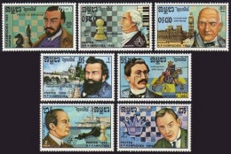 Cambodia 713-719,720,MNH. Michel 791-797,Bl.149. STOCKHOLMIA-1986.Chess Masters. - Cambogia