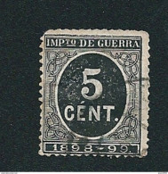 N° 23 Mark (5) Impôt De Guerre   Timbre Espagne (1898) Oblitéré - Impuestos De Guerra