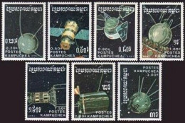 Cambodia 777-783,784,MNH.Mi 855-861,Bl.152 Soviet Spacecraft:Sputnik,Kosmos,Luna - Cambodja