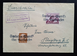 Polen 1940, R-Brief Swinice-Warcki über Wartbrücken Nach Königsberg - Autres & Non Classés