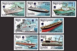 Cambodia 860-866,867,MNH.Michel 938-944,Bl.159. ESSEN-1988.Ships:Liners,Tanker, - Cambodge