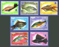 Cambodia 876-882,883,MNH.Michel 954-960,961 Bl.161. FINLANDIA-1888,Fish. - Cambodja