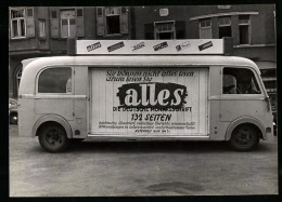 Fotografie Otto Matz, Rastatt / Baden, Lastwagen / Kastenwagen, Fahrender Kiosk Mit Reklame Der Zeitschrift Alles  - Automobiles