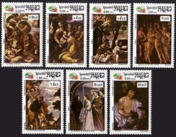 Cambodia 627-633, MNH. Mi 704-710. ITALY-1985. Paintings. Giotto, Caravaggio, - Kambodscha