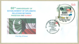 PAKISTAN 2024 MNH FDC 60th ANNIVERSARY OF PAKISTAN KUWAIT DIPLOMATIC RELATION FIRST DAY COVER - Pakistán