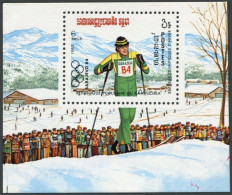 Cambodia 446 Sheet, MNH. Mi Bl.132. Olympics,Sarajevo-1984.Cross-country Skiing. - Kambodscha
