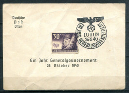 POLOGNE - Gouvernement Général - LUBLIN - 26.X.40 - Ein Jahr Generalgouvernement - Gouvernement Général