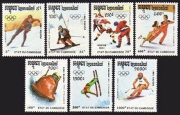 Cambodia 1126-1133,MNH.Michel 1204-1210,Bl.182. Olympics Albertville-1992.Hockey - Camboya