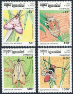 Cambodia 1318-1321,1322,MNH.Michel 1397-1400,Bl.202. Insects 1993.Cnaphalocrosis - Camboya