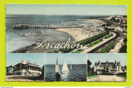 33 ARCACHON N°9074 En 4 Vues Plage Casino Mauresque Voiliers Régates Casino De La Plage VOIR DOS En 1962 - Arcachon