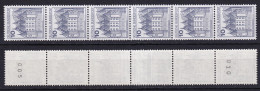 Bund 913 A RM 6er Streifen Burgen+Schlösser 10 Pf Postfrisch Neue Floureszenz - Roller Precancels