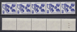 Bund 701 A 5er Streifen Ungerade Schwarze Nr. Unfallverhütung 60 Pf Postfrisch - Rollenmarken