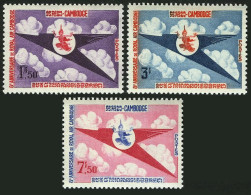 Cambodia 135-137 Blocks/4, MNH. Michel 178-180. Royal Cambodian Airlines, 1964. - Kambodscha