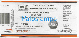 228806 ARTIST DIEGO TORRES ARGENTINA POP IN LUNA PARK AÑO 2017 ENTRADA TICKET NO POSTAL POSTCARD - Eintrittskarten