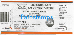 228806 ARTIST DIEGO TORRES ARGENTINA POP IN LUNA PARK AÑO 2017 ENTRADA TICKET NO POSTAL POSTCARD - Toegangskaarten