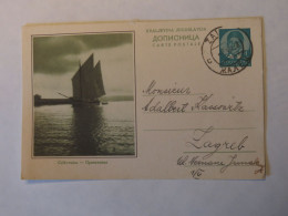 YUGOSLAVIA BOAT ILLUSTRATED POSTAL CARD 1938 - Autres & Non Classés