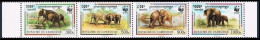 Cambodia 1597 Ad Strip,MNH.Michel 1680-1683. WWF 1997.Elephants Elephas Maximum. - Cambodia