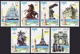 Cambodia 1091-1098, MNH. Mi 1169-1175, Bl.178. PARIS-1990, Views, Chess Pieces. - Cambodja