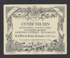 Etiquette De Vin De Table  -  Boucherie Charcuterie Velten  à  Saint Gatien Des Bois  (14) - Andere & Zonder Classificatie