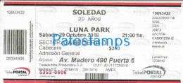 228809 ARTIST SOLEDAD ARGENTINA FOLKLORE & POP IN LUNA PARK AÑO 2016 ENTRADA TICKET NO POSTAL POSTCARD - Tickets - Entradas