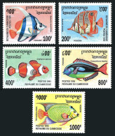 Cambodia 1466-1470,1471,MNH.Michel 1543-1547,1548 Bl.216. Fish 1995. - Cambogia