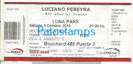 228812 ARTIST LUCIANO PEREYRA ARGENTINA POP IN LUNA PARK AÑO 2019 ENTRADA TICKET NO POSTAL POSTCARD - Eintrittskarten