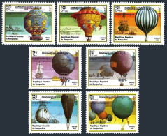 Cambodia 412-418, 419, MNH. Mi 488-494,Bl.131. Hot Air Balloon Ascension, 1983. - Cambodia