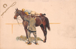 Hippisme - Jockey Sur Son Cheval - Equitation, Fer, Cravache, Fouet - Illustrateur Inconnu - Précurseur - Ippica