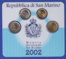 San Marino Euro-Kursmünzen-Satz Im Blister 2002 4 Nominale: 20-50-1€-2€ - Otros – Europa