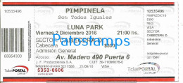 228820 ARTIST PIMPINELA ARGENTINA DUO POP IN LUNA PARK AÑO 2016 ENTRADA TICKET NO POSTAL POSTCARD - Tickets - Entradas