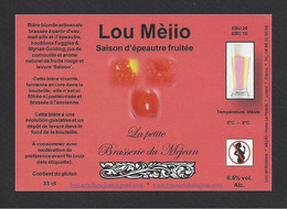 Etiquette De Bière Epeautre Fruitée   -  Lou Méjio  -  Brasserie Du Méjean à Hures La Parade  (48) - Bière