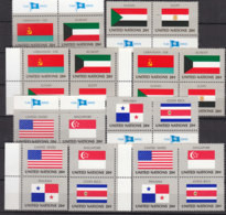 UNO NEW YORK Flaggen 1981, Postfrisch **, 373-388,  Herzstücke, Waagerechte Und Senkrechte Paare, Komplett - Unused Stamps