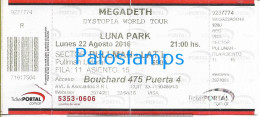 228823 ARTIST MEGADETH US METAL THRASH IN ARGENTINA LUNA PARK AÑO 2016 ENTRADA TICKET NO POSTAL POSTCARD - Toegangskaarten