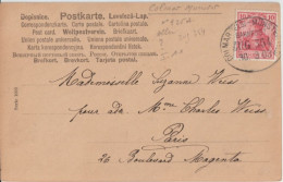 1903 - ALSACE - CACHET CONVOYEUR COLMAR MÜNSTER ZUG 554 (IND 8) CP => PARIS - Lettres & Documents