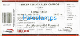 228825 ARTIST TERCER CIELO - ALEX CAMPOS REP DOMINICANA IN ARGENTINA LUNA PARK AÑO 2016 ENTRADA TICKET NO POSTCARD - Tickets - Vouchers