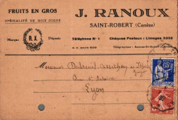 O8 - Carte Postale Publicité - J. Ranoux - Fruits En Gros - Saint-Robert (Corrèze) - Publicité