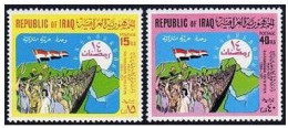 Iraq 581-582, Hinged. Mi 650-651. Revolution Of Ramadan 14, 8th Ann. 1971. Map. - Irak