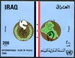 Iraq 1263, As Hinged. Michel Bl.51. Peace Year IPY-1986. Dove, Map. - Irak