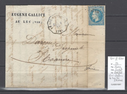 France - Lettre  Convoyeur Station LE LUC EN PROVENCE - 1870 - Var - Spoorwegpost