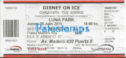 228826 ARTIST SHOW DISNEY ON ICE ARGENTINA IN LUNA PARK AÑO 2019 ENTRADA TICKET NO POSTAL POSTCARD - Tickets D'entrée
