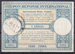 INDES INDIA  Lo15  7 ANNAS  International Reply Coupon Reponse Antwortschein IRC IAS  O MADRAS 21.01.53 - Unclassified