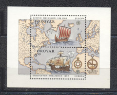 Iles Féroé 1992-Europa: The 500 Th Anniversary Of The Discovery Of America M/Sheet - Färöer Inseln